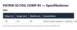 Specifikationstabell för Patrik IQ Foil Comp 85